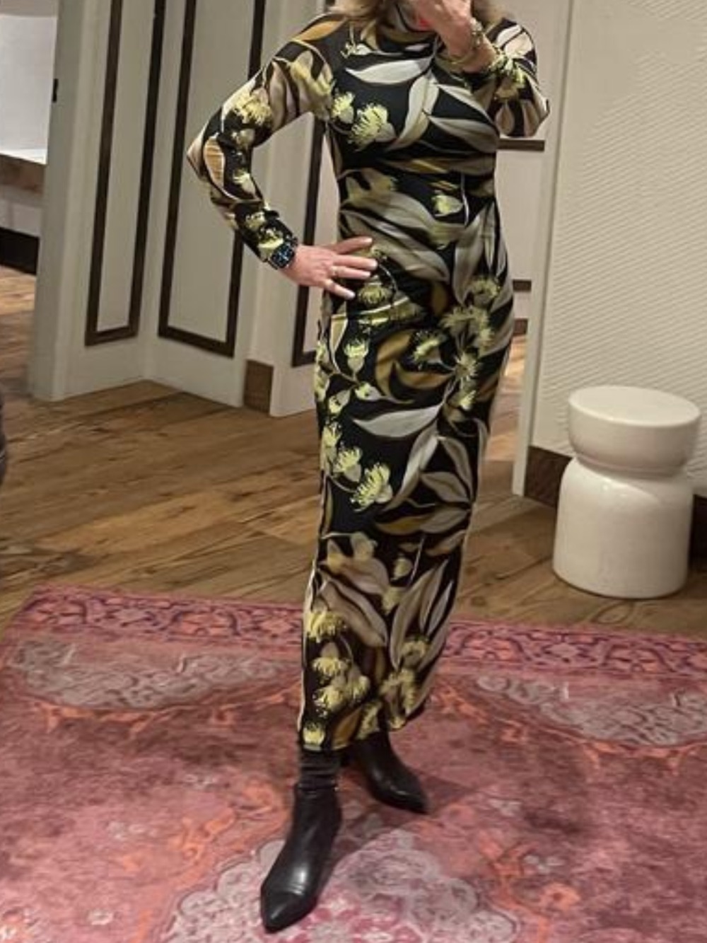 Anthropologie Long Sleeve Mock Neck Printed Slim Midi Dress 2X orig. $148 - Picture 5 of 13